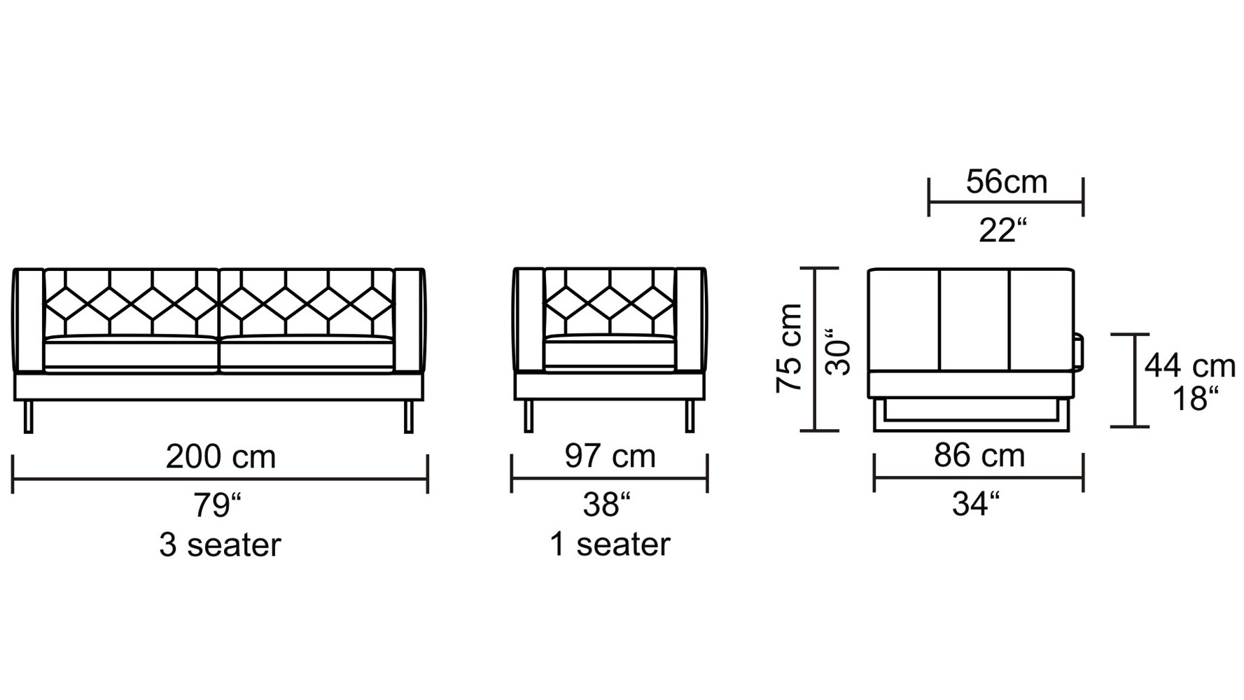 Cream Zeta Tufted Sofa Set with Armchairs Zuri Furniture