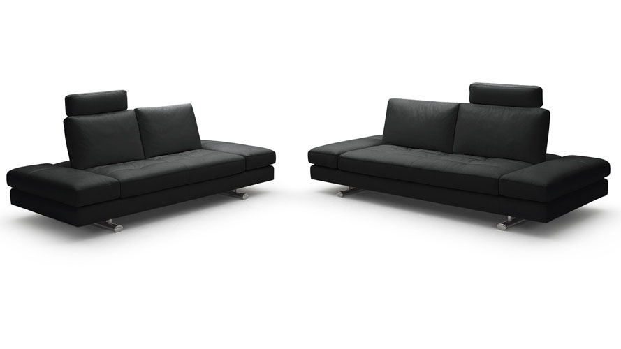 Bentley Black Top Grain Leather Modern Sofa Set With Loveseat Zuri Furniture