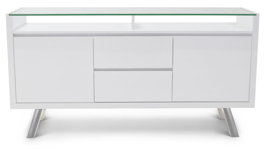 Blanco High Gloss Modern Buffet White Zuri Furniture