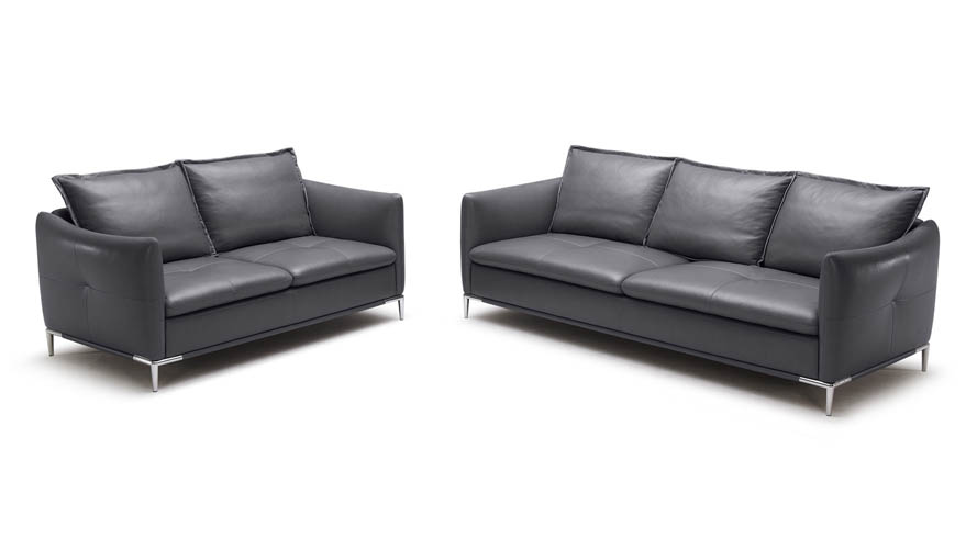 Grey Bristol Leather Sofa Set With Loveseat And Chair Zuri Furniture