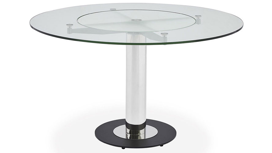 Fiore Modern Round Glass Dining Table With Chrome Base Zuri Furniture