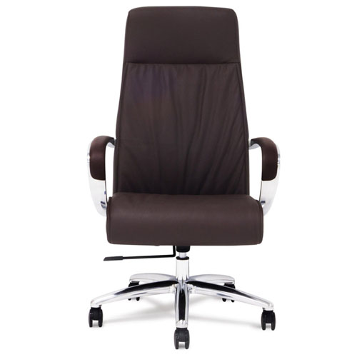 Forbes Genuine Leather Aluminum Base High Back Executive Chair Forbes Leather Executive Chair Dark Brown