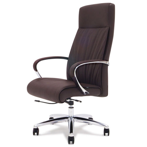 Forbes Genuine Leather Aluminum Base High Back Executive Chair Forbes Leather Executive Chair