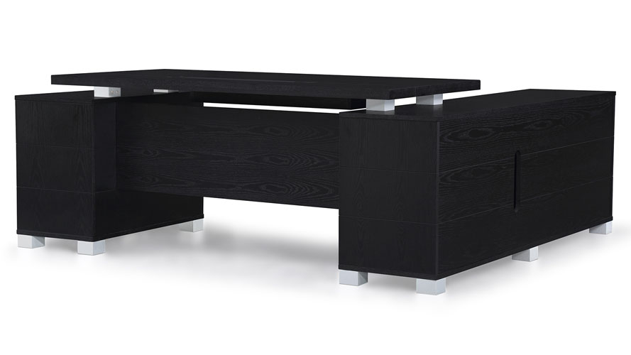 Ford Executive Modern Desk With Filing Cabinets And Return Black Ford Executive Modern Desk With Filing Cabinets And Return Black Oak Finish Zuri Furniture