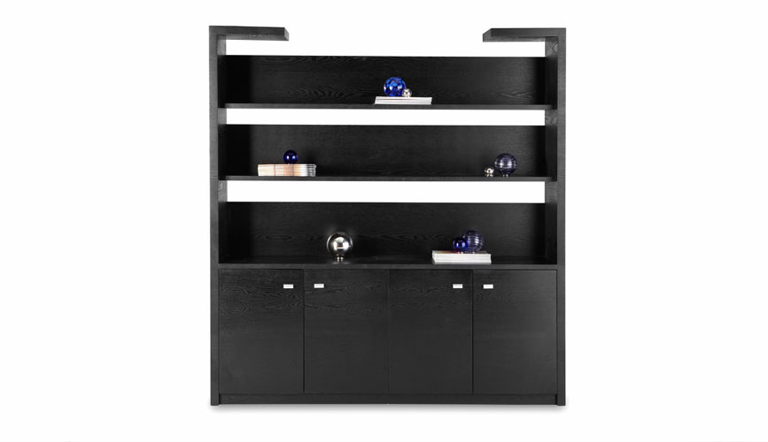 Madison Bookcase in Black Oak Finish with Storage Zuri Furniture
