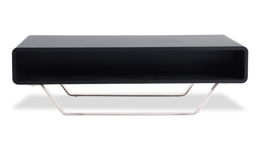 Miles Black Oak Veneer Modern Coffee Table with Metal Base Zuri Furniture