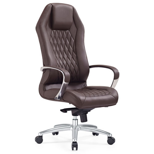 Modern Ergonomic Sterling Leather Executive Chair with Aluminum Base
