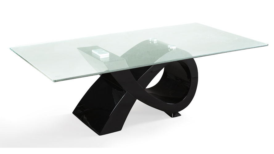 Modern Glass with Lacquer Base Harmony Dining Table Zuri Furniture