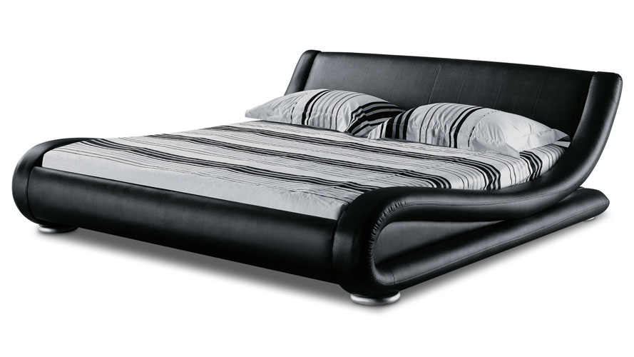 Marlo Leather Bed Black Zuri Furniture