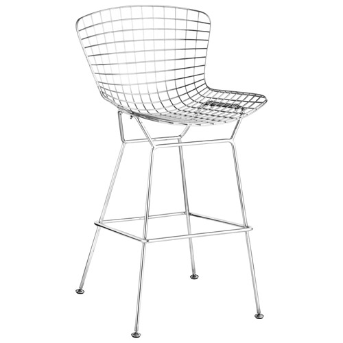 Modern Zaina Bar Stool Polished Stainless Steel Zuri Furniture