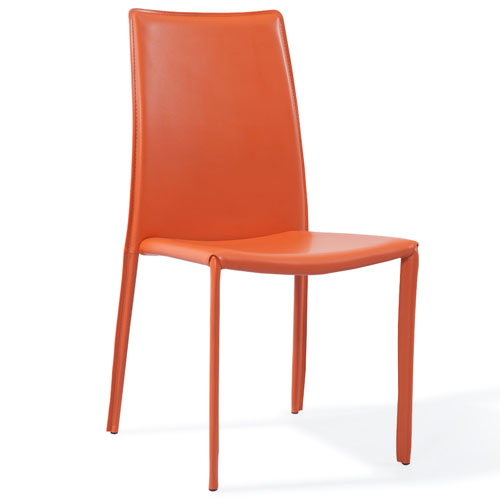 Noah Modern Orange Leatherette Dining Chair Zuri Furniture