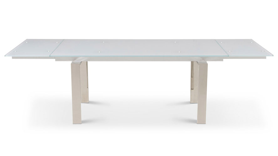 Montez White Glass Extendable Modern Dining Table Seats Eight Montez White Glass Extendable Modern Dining Table Seats Eight Zuri Furniture