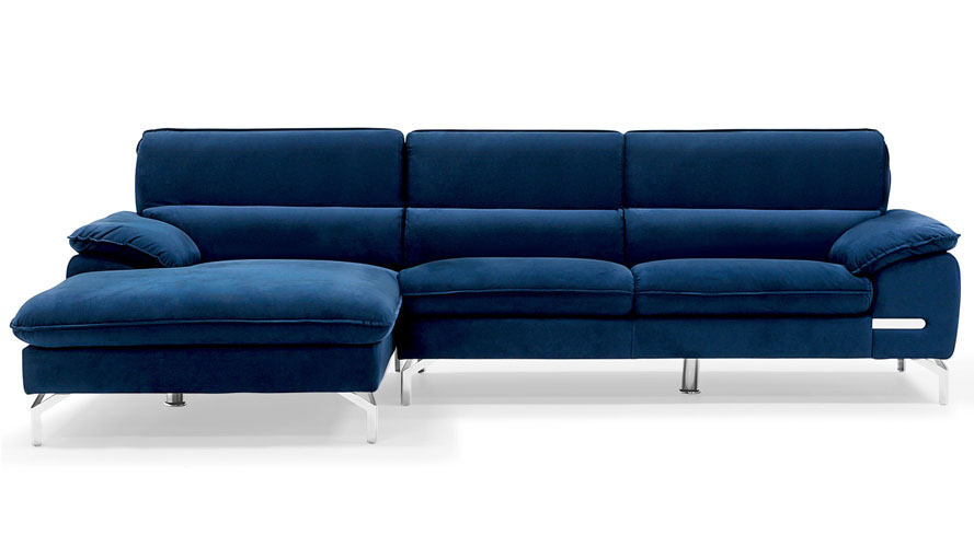 Sapphire Blue Sectional Set with Chaise Zuri Furniture