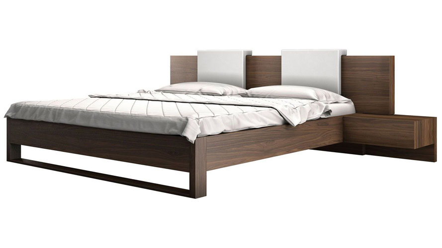 Viserys Platform Wooden Bed Walnut Zuri Furniture