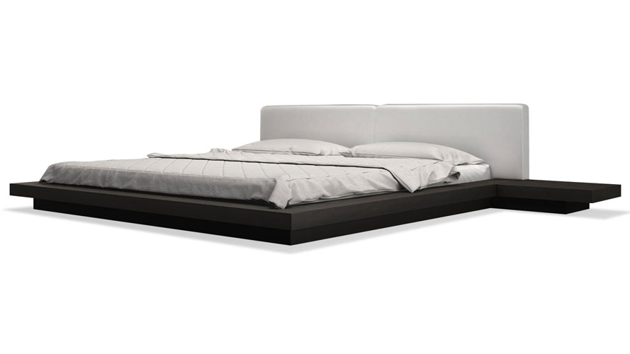 White Leather And Wenge Brookline Platform Bed Zuri Furniture