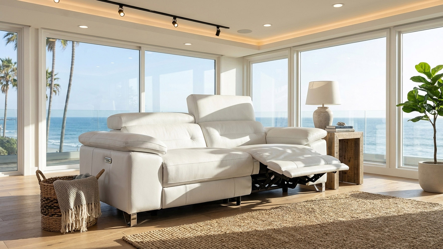 Monaco Reclining Leather Loveseat | Zuri Furniture