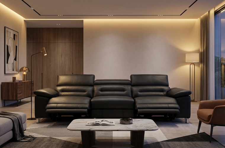 Monaco Reclining Leather Sofa with Consoles | Zuri Furniture