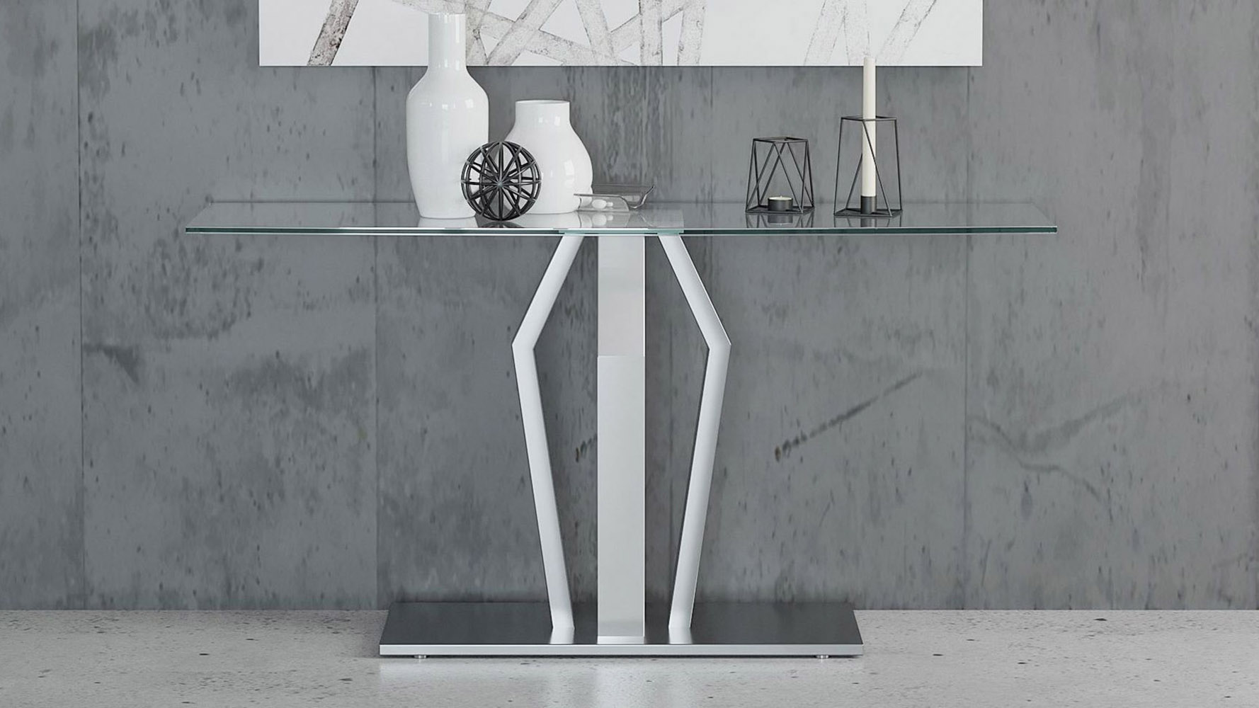 Zuri furniture naxos glass mirrored console table deals