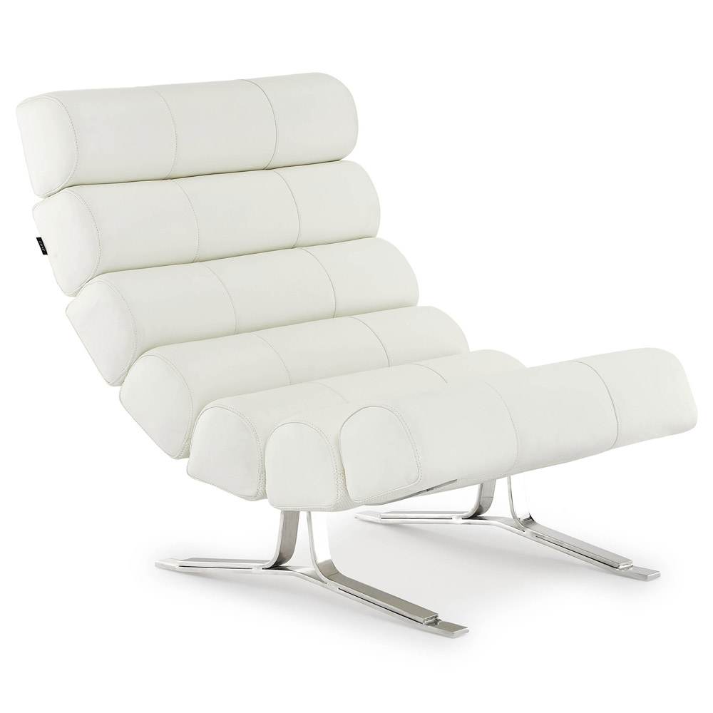 Astoria White Italian Leather Lounge Chair Zuri Furniture White Italian Leather Lounge Chair