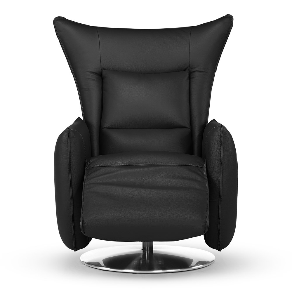 Hyland Reclining Leather Swivel Chair | Zuri Furniture