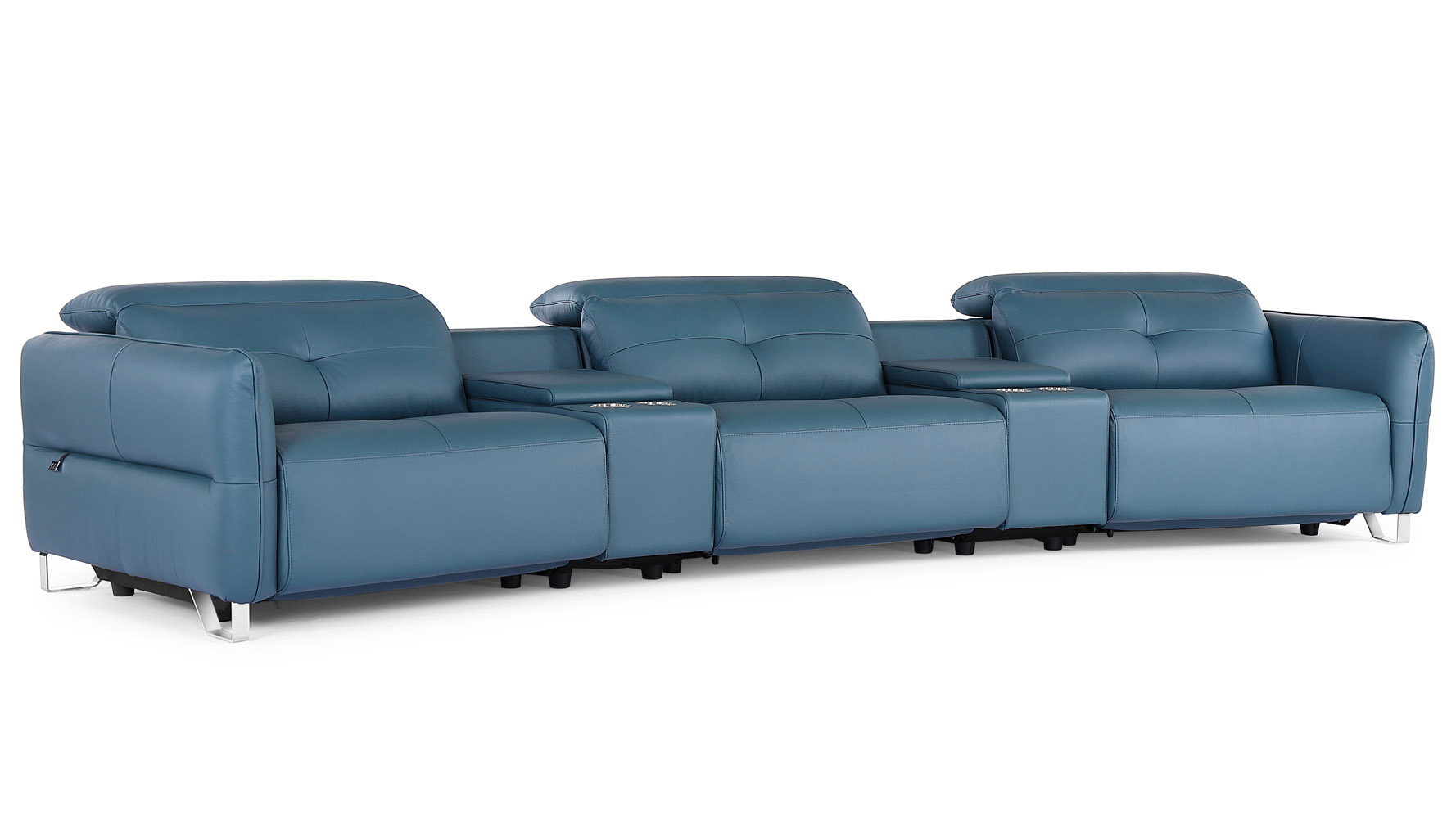 Macau Reclining Leather Sectional With Consoles Zuri Furniture Macau Reclining Leather Sectional With, Low Profile Reclining Sectional Sofa