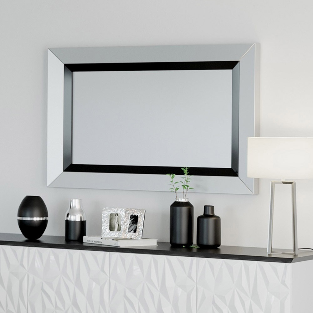 Malibu Rectangle Mirror with Black Inner Frame and Silver Outer Frame