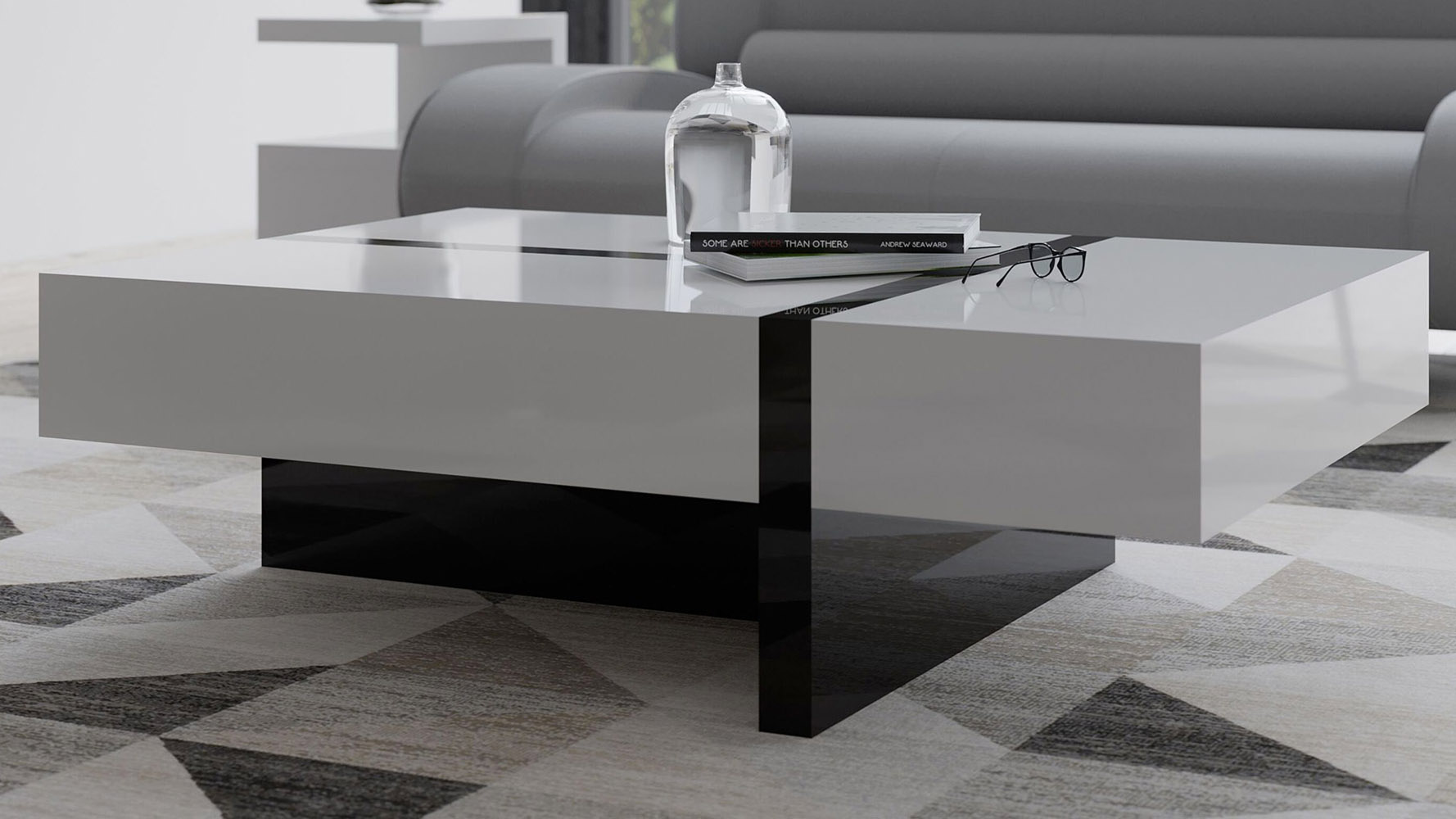 Mcintosh 47 Rectangle Coffee Table White And Black Mcintosh 47 Rectangle Coffee Table White And Black