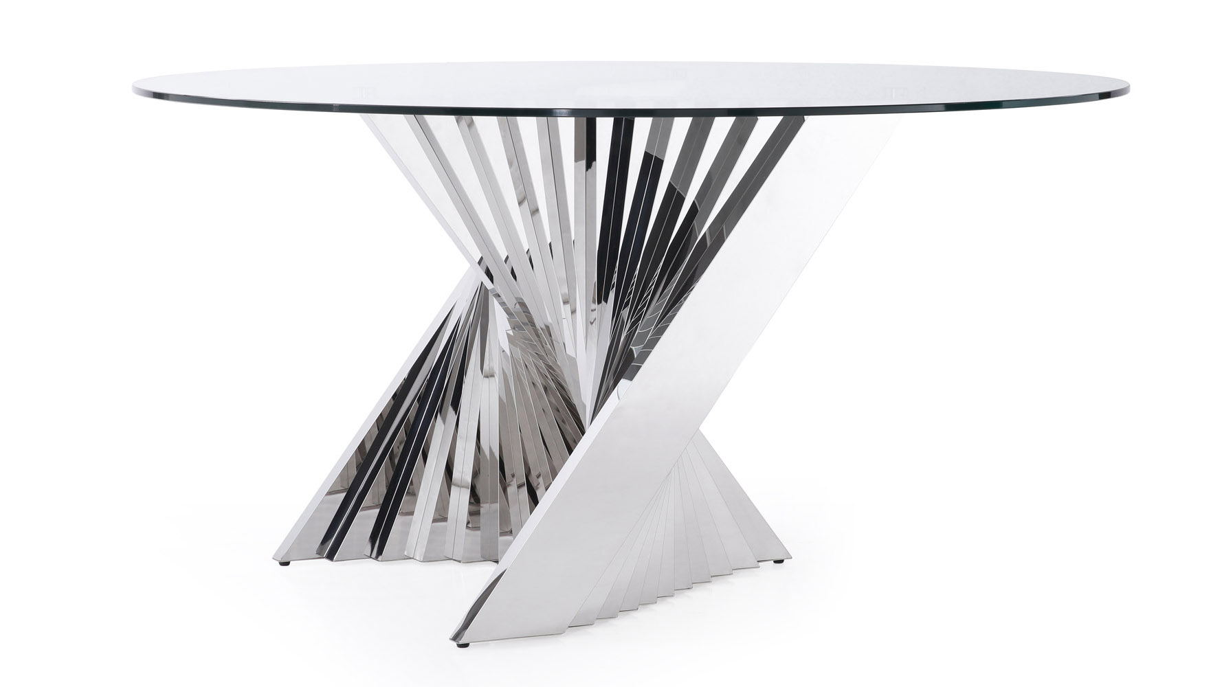 5pc round 42" kitchen dinette set table and 4 wood or upholstered Falcone 59 Inch Round Dining Table in Clear Glass with Polished