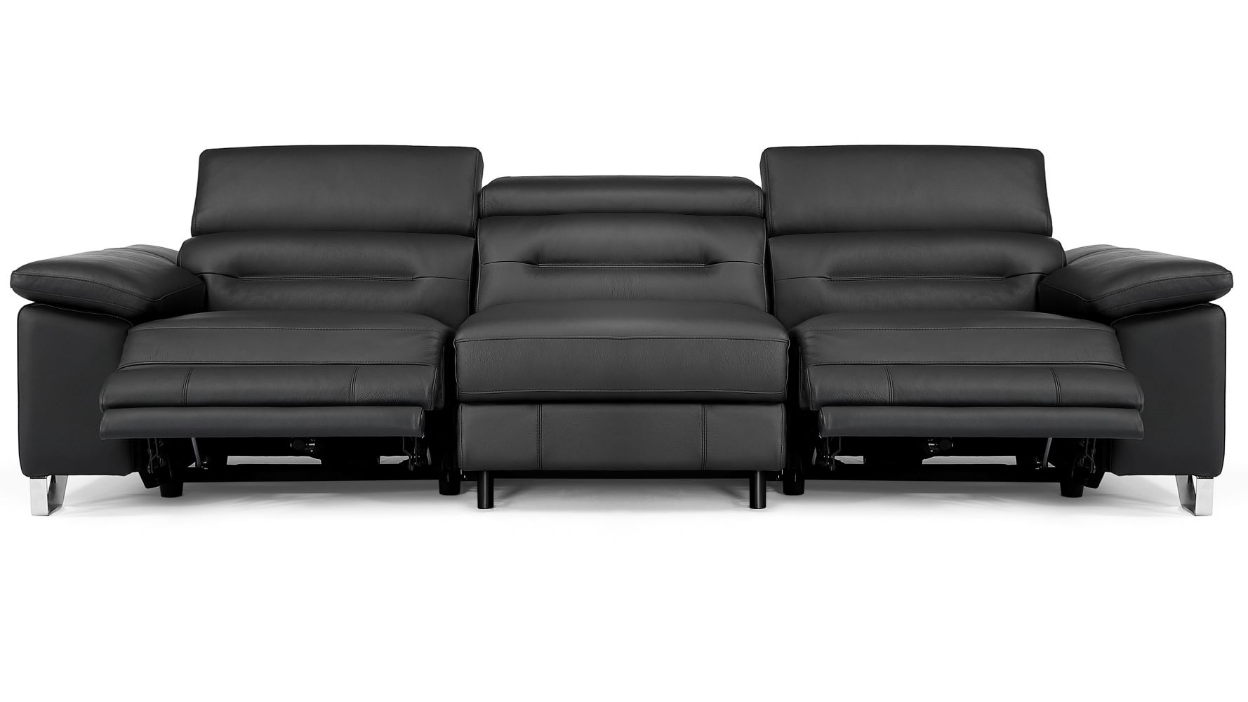 Monaco Reclining Sofa - Black-Stationary Middle Seat, image size:1778x1000