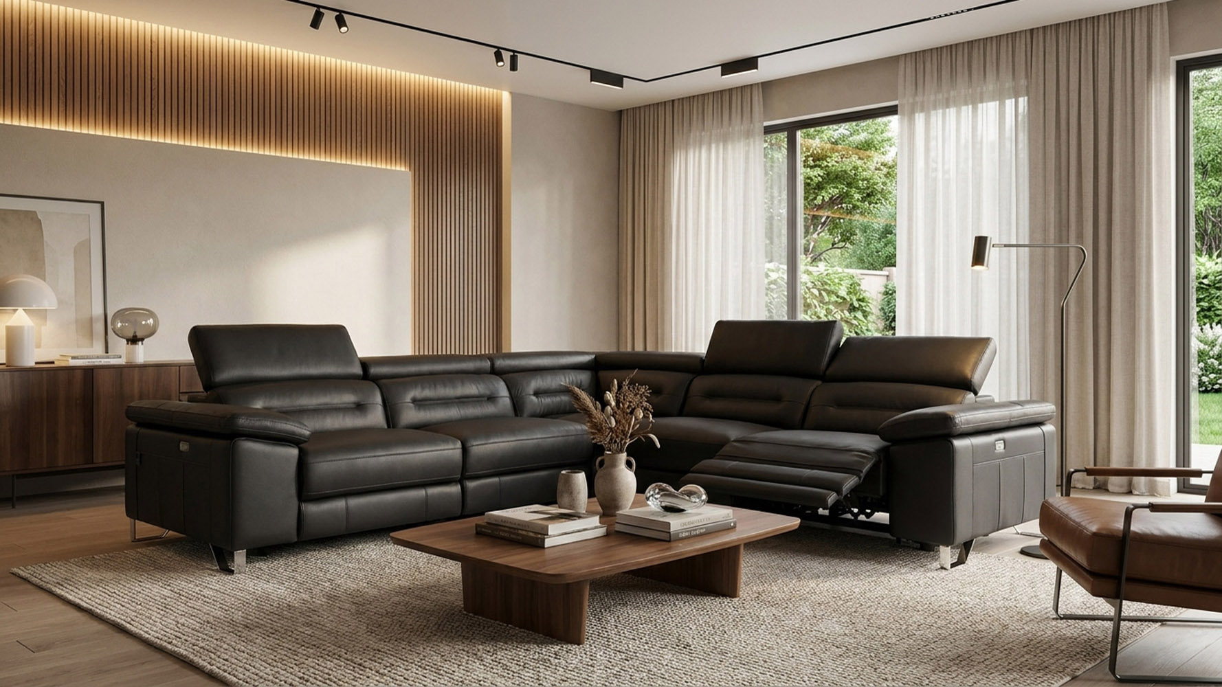 Monaco Reclining Leather L-Sectional | Zuri Furniture