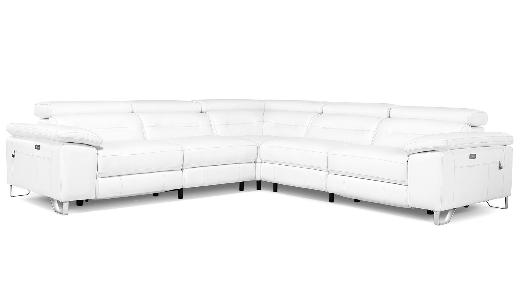 White ソファ Monaco Reclining Leather L-Sectional | Zuri Furniture