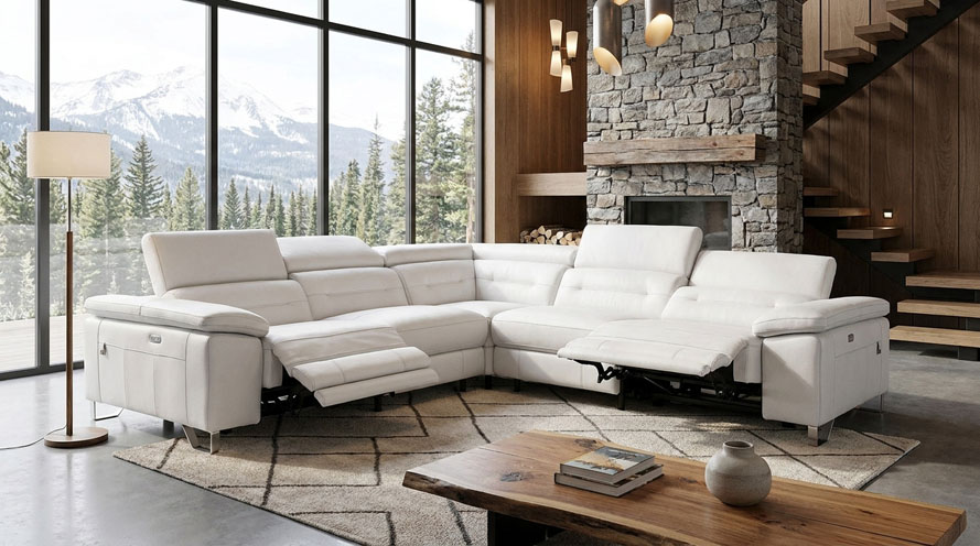Monaco Reclining Leather L-Sectional | Zuri Furniture