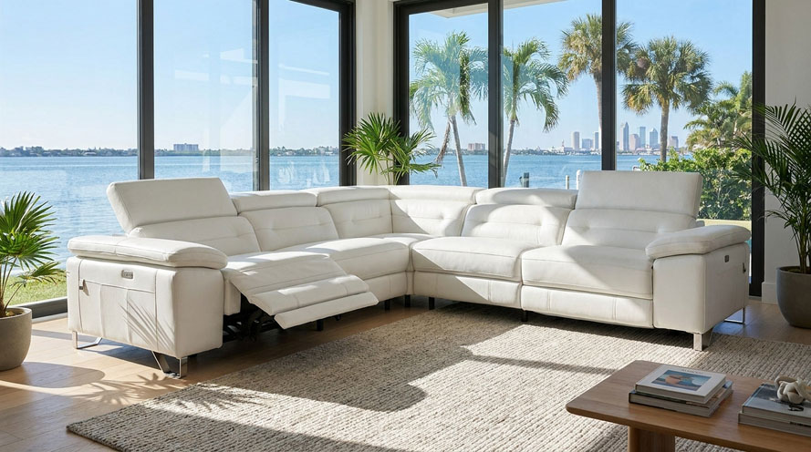 Monaco Reclining Leather L-Sectional | Zuri Furniture