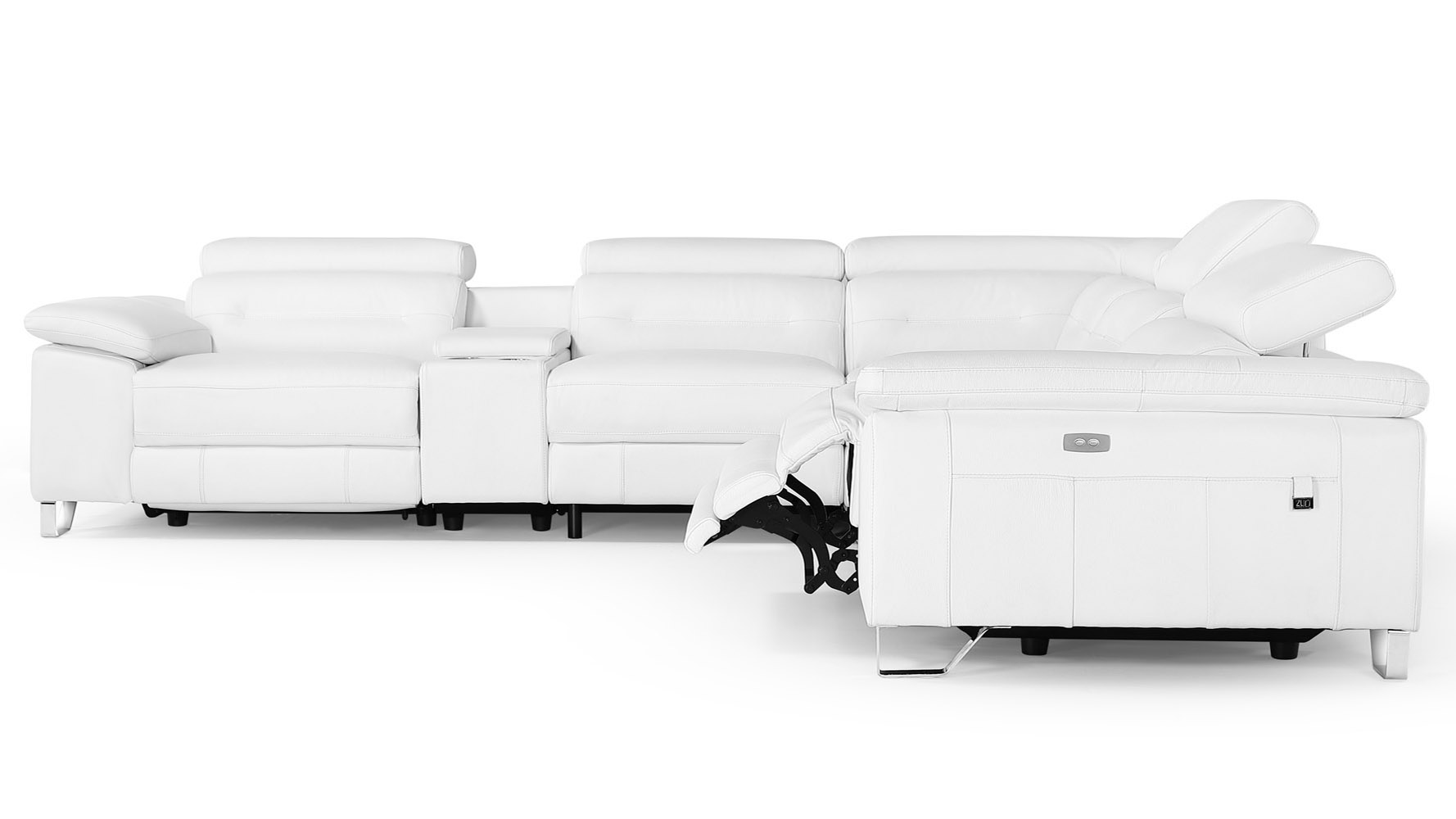 Modern Monaco Off White Leather Sectional Sofa