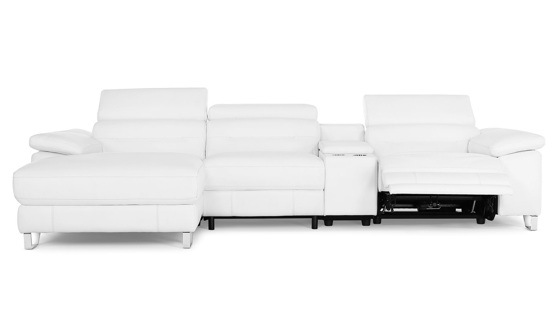 Monaco Reclining Sectional with Console - White