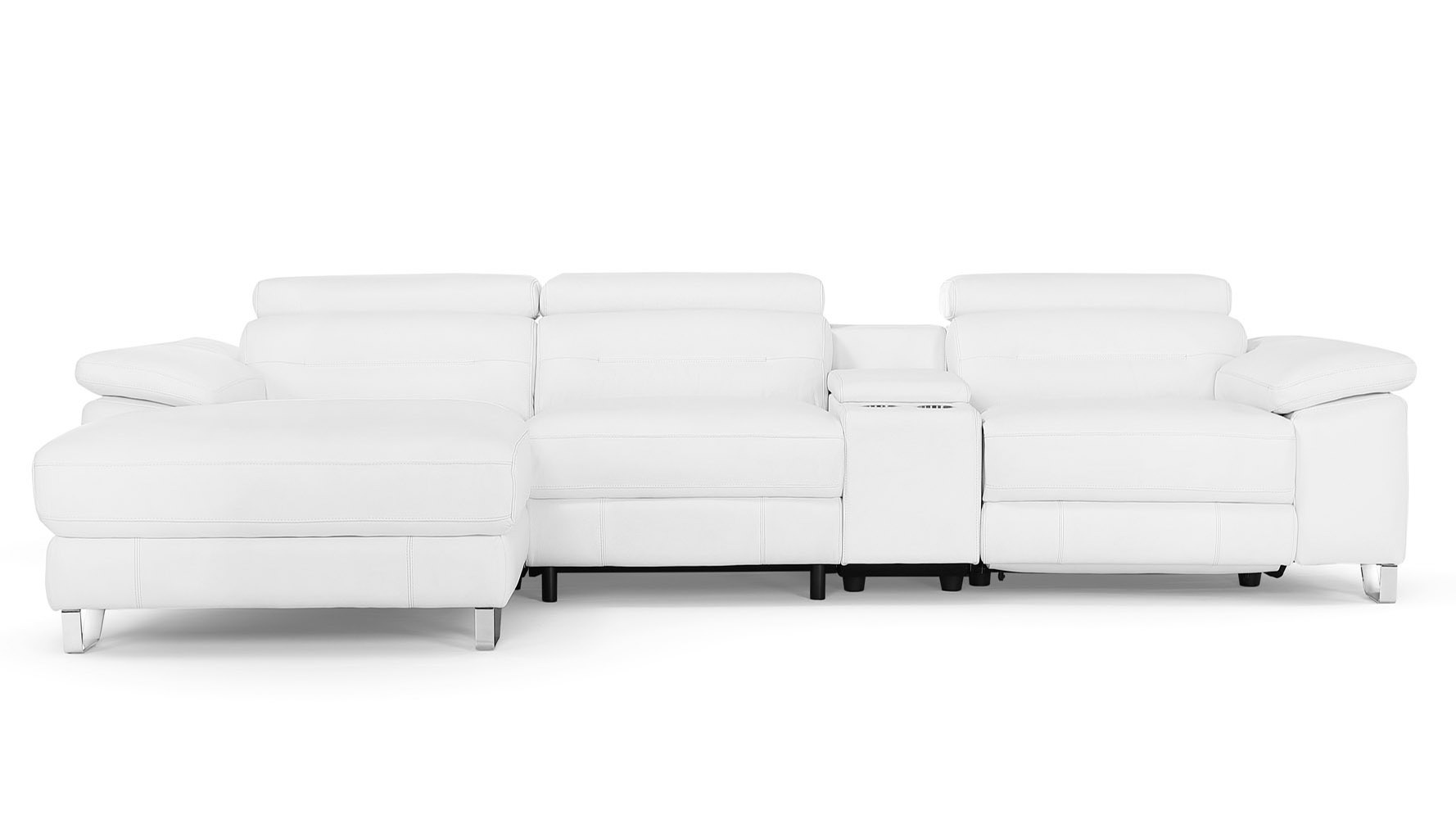 Monaco Reclining Sectional with Console - White