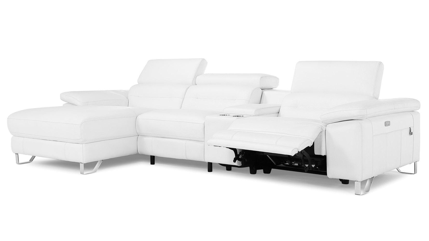 Monaco Reclining Sectional with Console - White