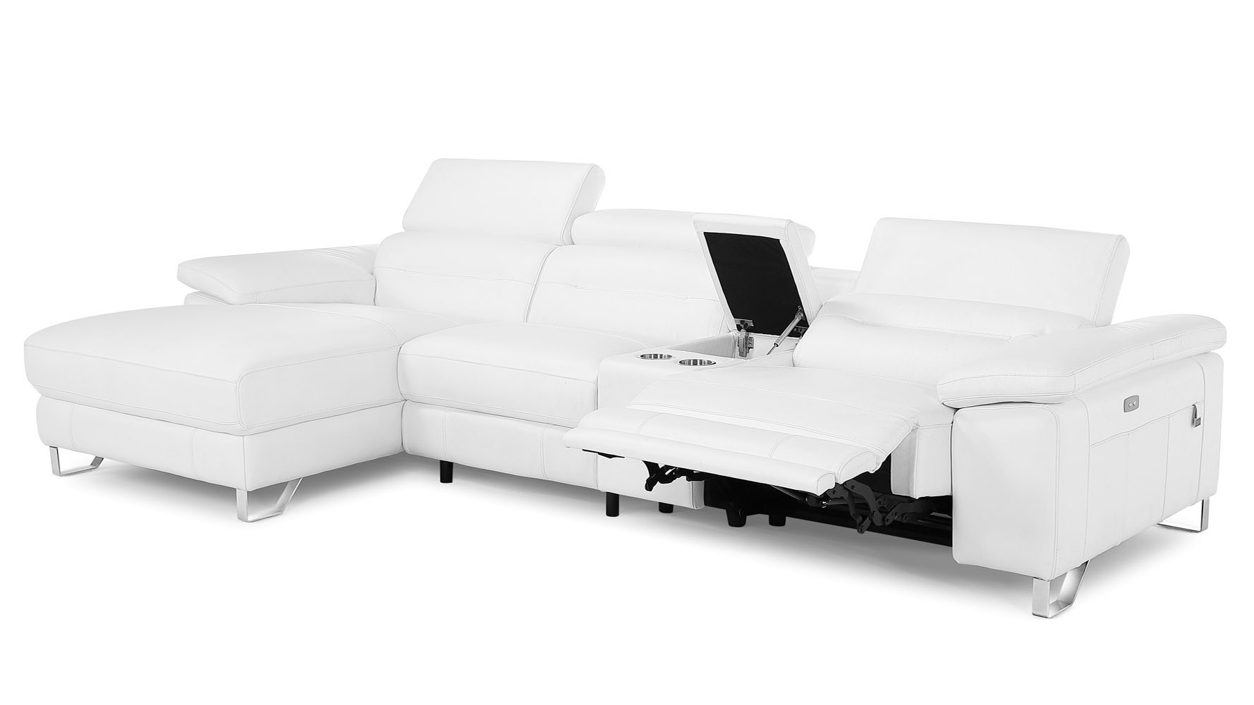 Monaco Reclining Sectional with Console - White