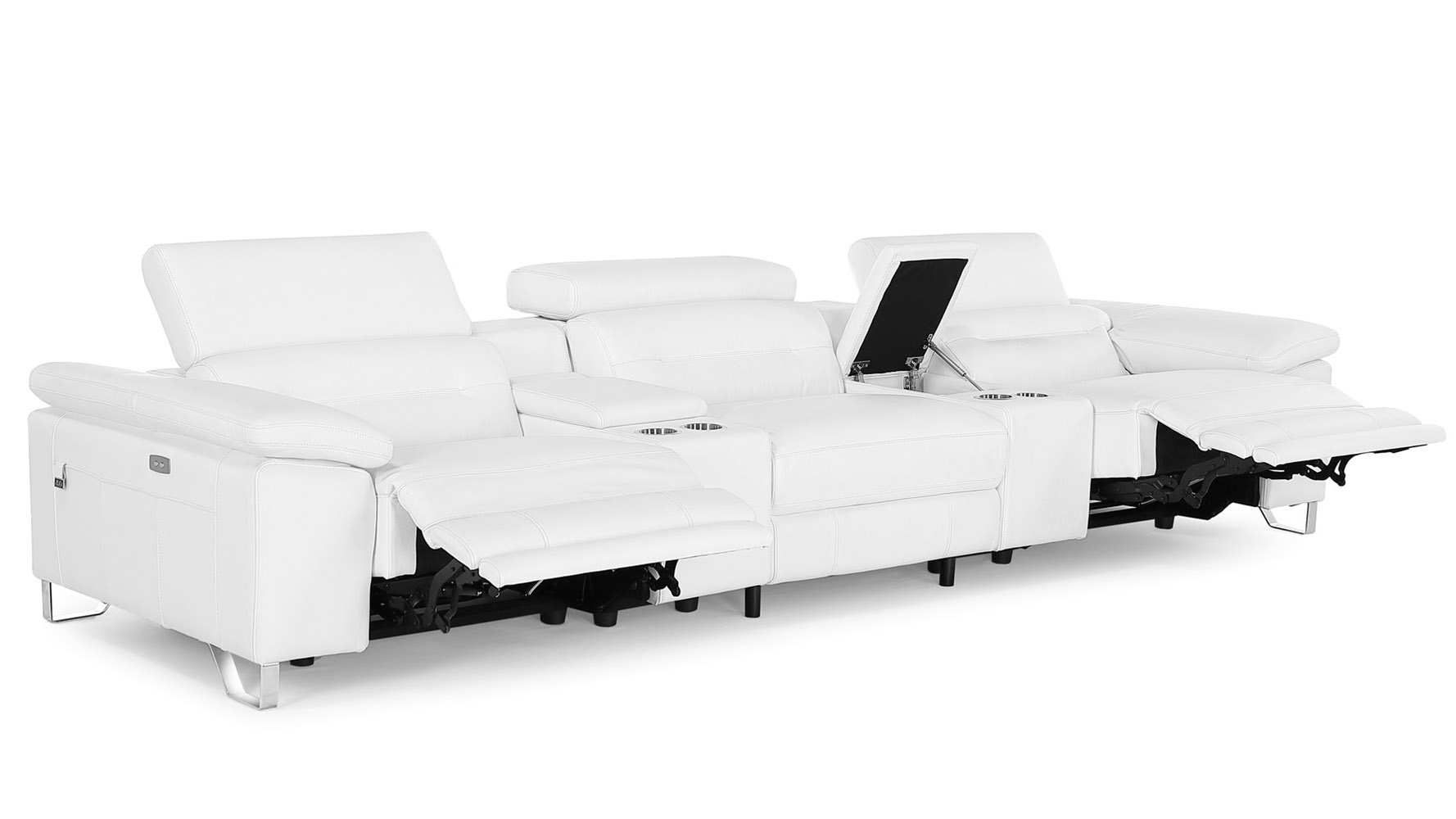 Monaco Reclining Leather Sofa with Consoles Zuri Furniture