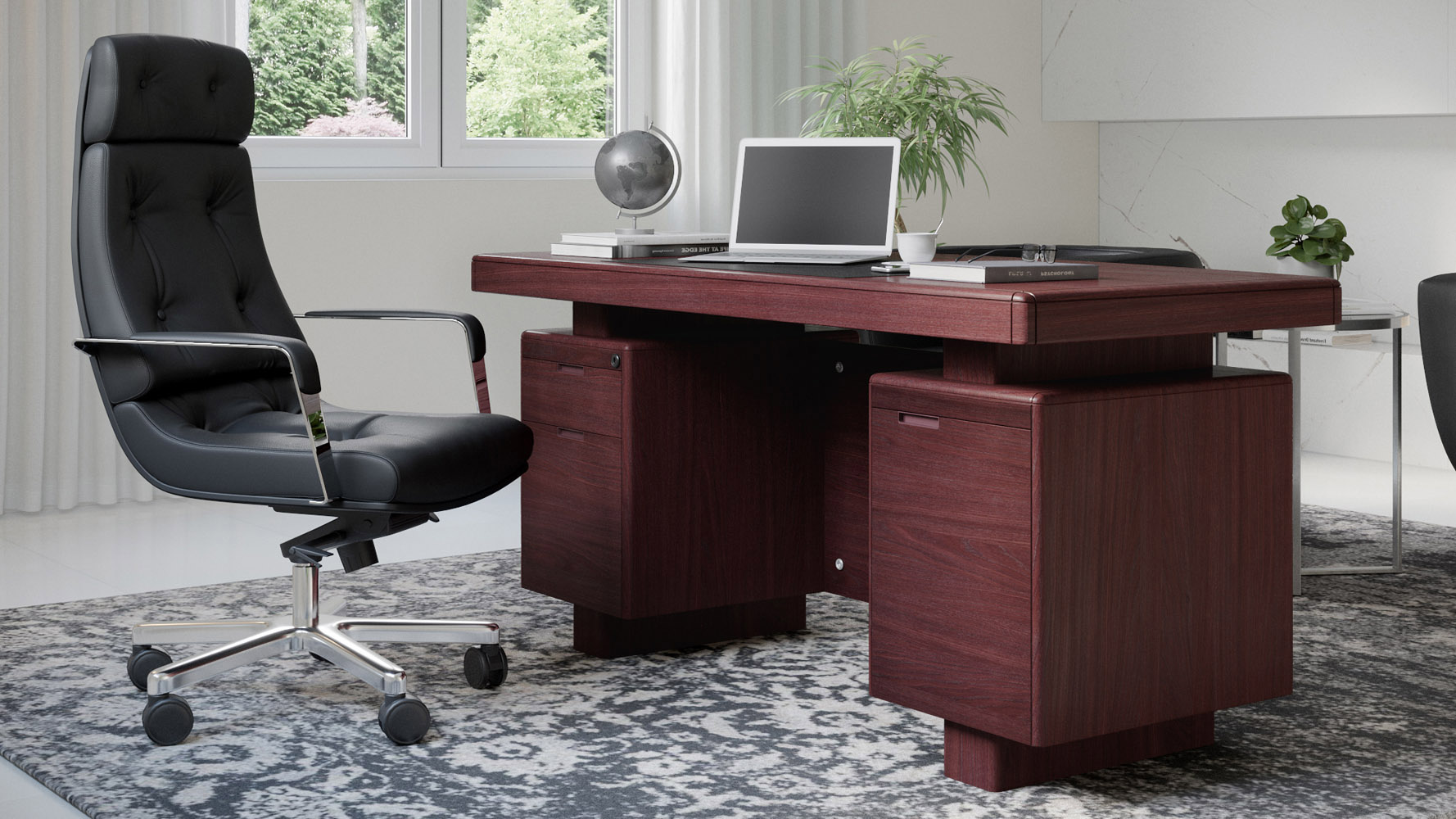 Modern Luxury Home Office Desk Stone Top Table Computer Executive Study Desk