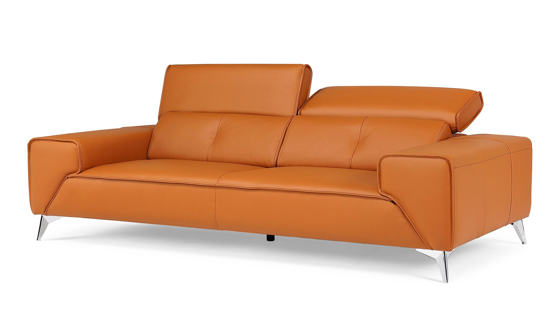 Raj Leather Loveseat Orange Zuri Furniture