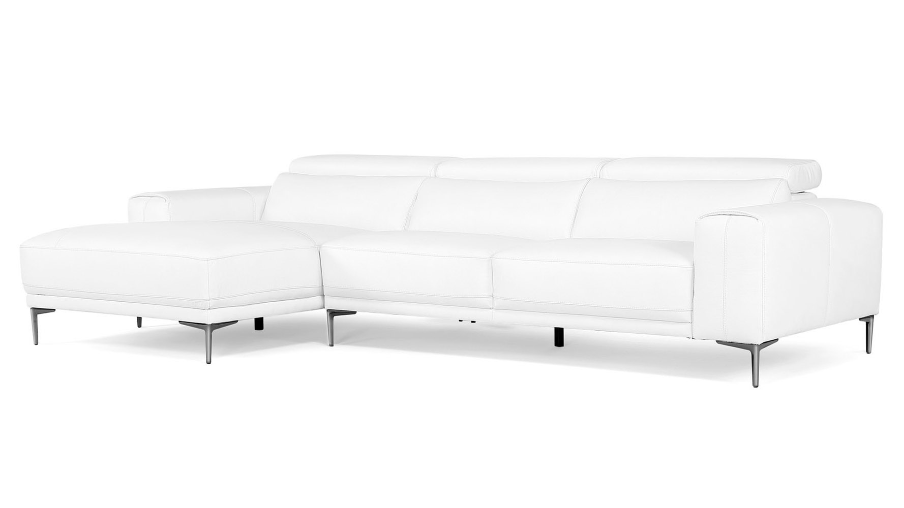 Rousso Leather Sectional Sofa with Chaise White Zuri Furniture