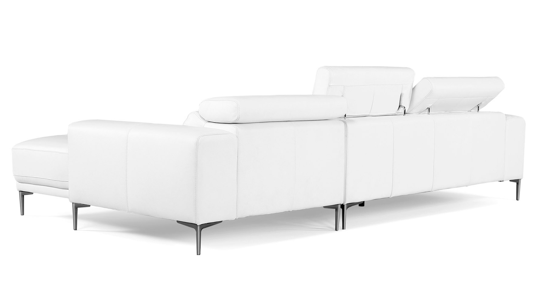 Rousso Leather Sectional Sofa with Chaise White Zuri Furniture