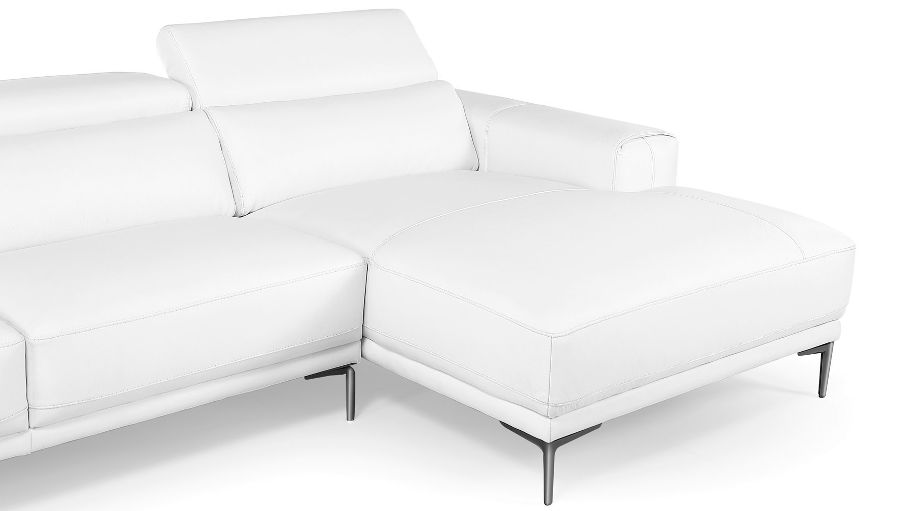 Rousso Leather Sectional Sofa with Chaise White Zuri Furniture