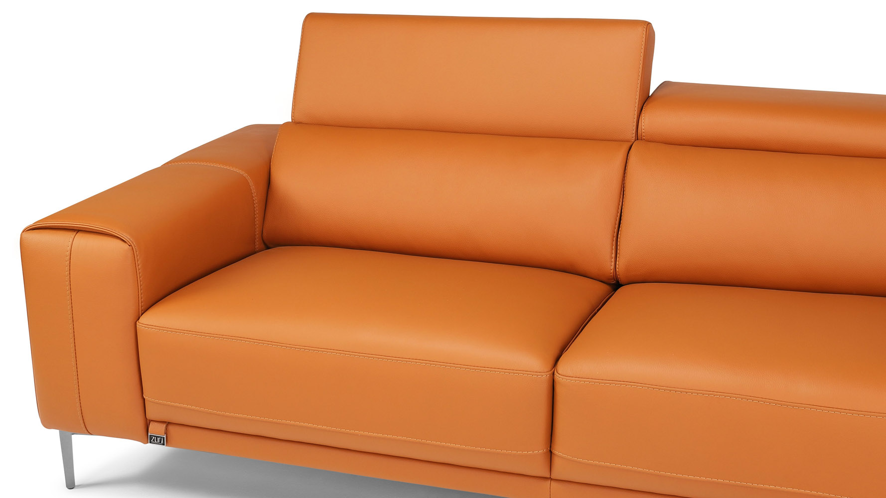 Rousso Leather Loveseat Orange Zuri Furniture