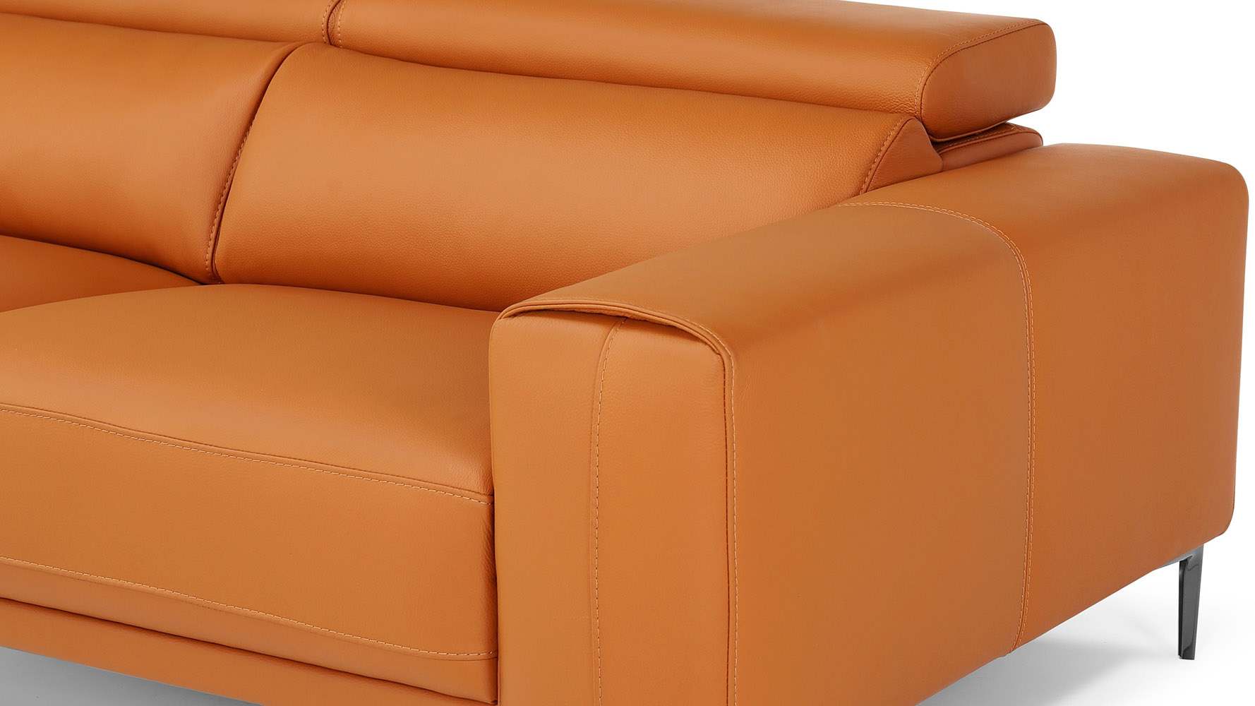 Rousso Leather Loveseat Orange Zuri Furniture