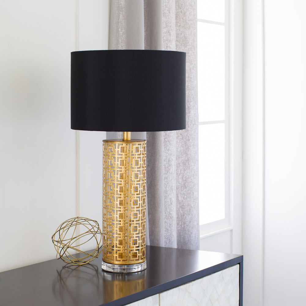 Alainn Metal Base and Faux Silk Shade Table Lamp | Zuri ...