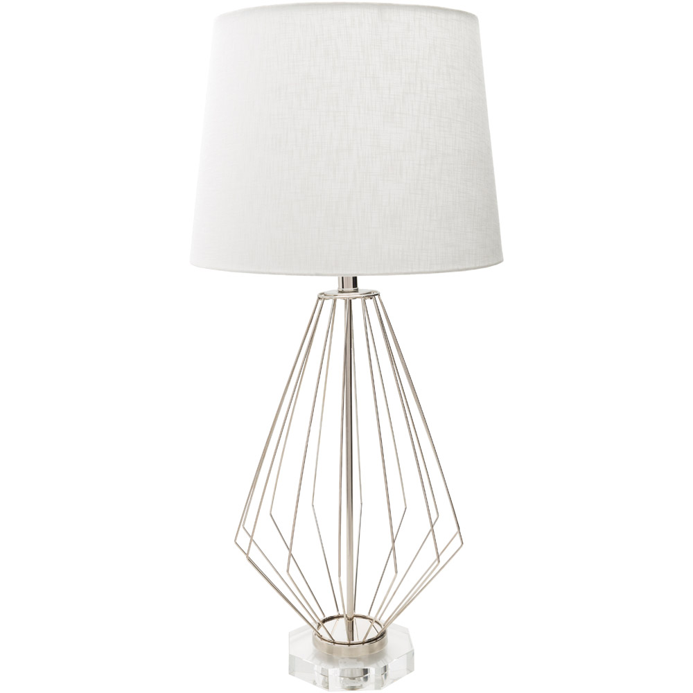 Argia Stainless Steel Base and Linen Shade Table Lamp ...