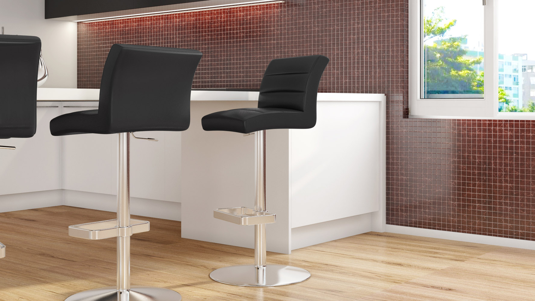 Lush Adjustable Height Swivel Armless Bar Stool Zuri Furniture