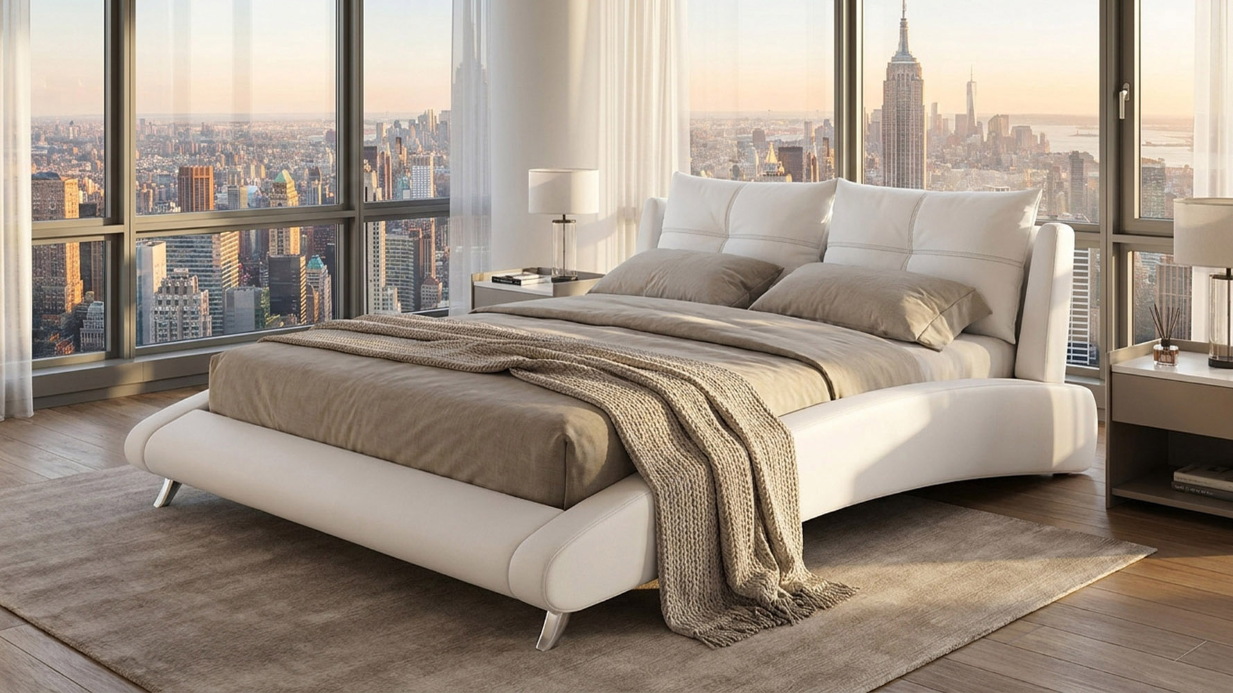 Cadillac White Microfiber Leather | Zuri Furniture